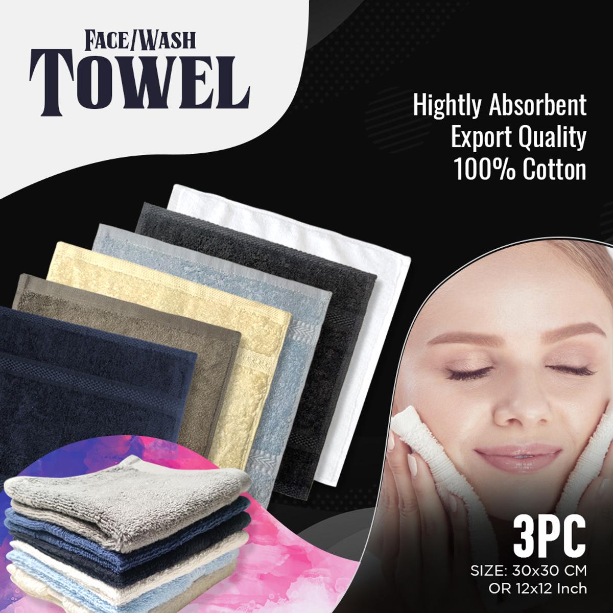 Picture of 3 Pcs Assorted Face Towel - Wash Towel - Rumal - Highly Absorbent, Soft & Comfortable Set for Your Daily Needs