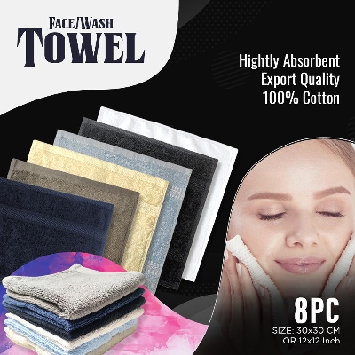 Picture of 8 Pcs Assorted Face Towel / Wash Towel /  Rumal Highly Absorbent, Soft & Comfortable