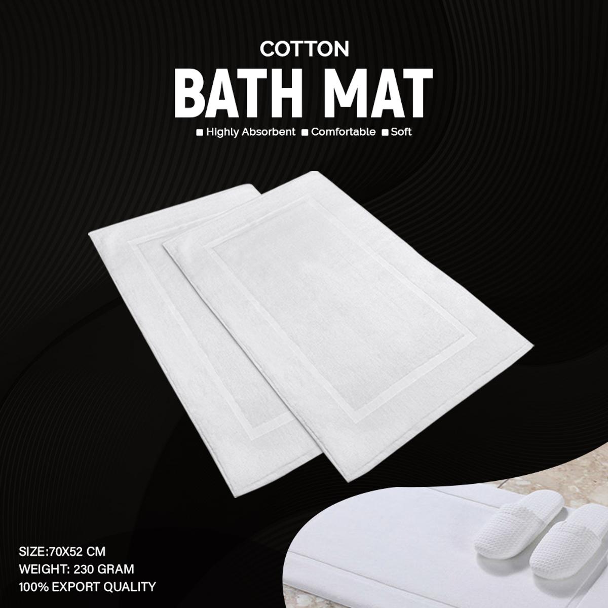 Picture of 1 Pc Cotton Made Bath Mat, Door Mat, Papos for Bathroom Tub, 100% Cotton 70x52 Soft Absorbent Machine Washable Quick Dry,Floor Bath Mats, Decorative After Shower Bathtub Towels, Pure White