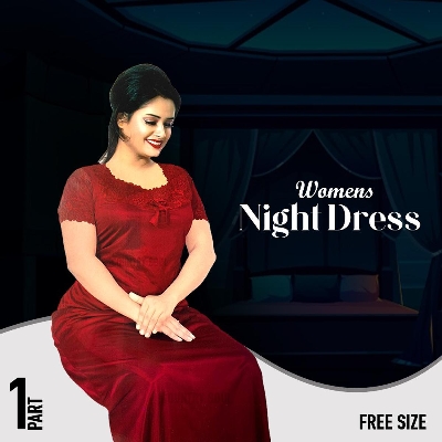 Picture of One part premium satin silk nighty,night wear for women Ladies girls