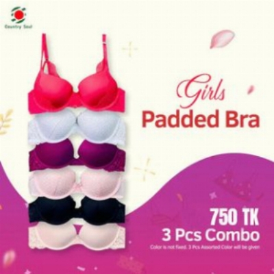 Picture of 3 pcs Padded Bra for women/girl, Export Quality Foam Bra for girls or women, Body Fitting Stylish And Comfortable Bra