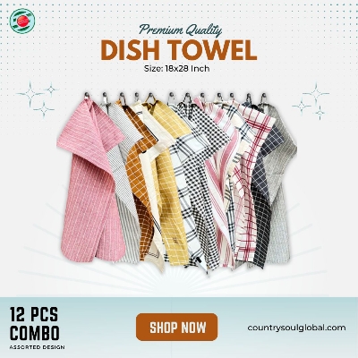 Picture of 12 pcs Assorted Branded Dish Towel_Aesthetic Designs, Durable, Quick-Drying_Towels for Cleaning, Washing & Drying_
