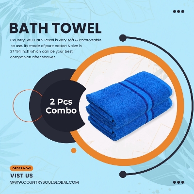 Picture of 2 Piece Bath Towel, Bathroom, Shower Towel, 380 gsm Ring Spun Cotton High Absorbency Towel - towel