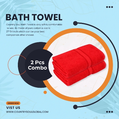 Picture of 2 Piece Bath Towel, Bathroom, Shower Towel, 380 gsm Ring Spun Cotton High Absorbency Towel - towel