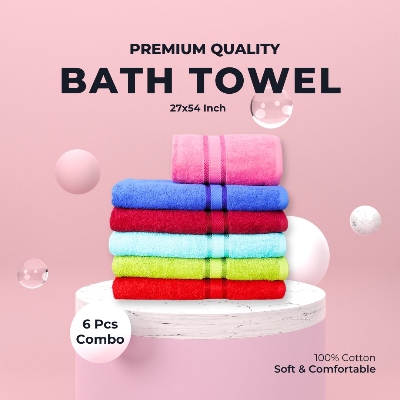 Picture of 6 Piece Bath Towel, Bathroom, Shower Towel, 380 gsm Ring Spun Cotton High Absorbency Towel - towel