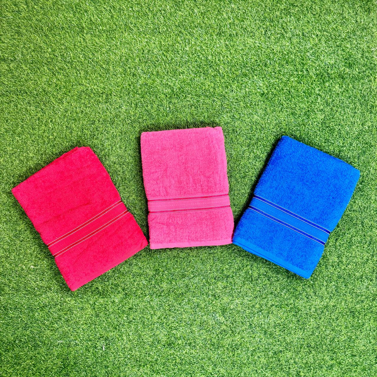 Picture of Bath Towel, 3-Piece Towel Set, Red, Blue, Pink, Fluffy, Texture, Absorbent, Quick Drying, Hotel Quality Towel, Personal Use Towel, Beauty Salon Towel, Bath Supplies, 27 x 54 inches