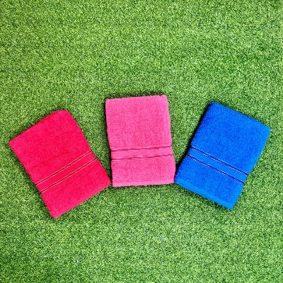 Picture of Bath Towel, 3-Piece Towel Set, Red, Blue, Pink, Fluffy, Texture, Absorbent, Quick Drying, Hotel Quality Towel, Personal Use Towel, Beauty Salon Towel, Bath Supplies, 27 x 54 inches