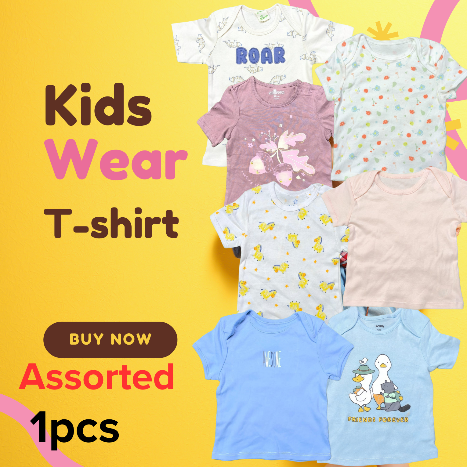Picture of 1 pcs  Assorted Export Quality  baby t-shirt