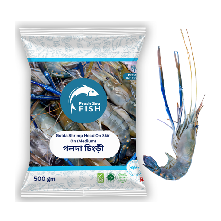 Picture of Golda Shrimp Head On Skin On Medium 8-9pcs 500g