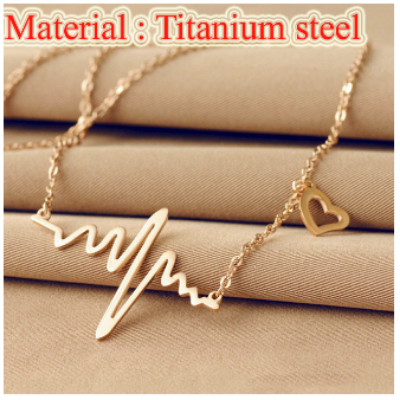 Picture of Super Design ECG Heart beat Long Chain Pendant Necklaces for women and girl