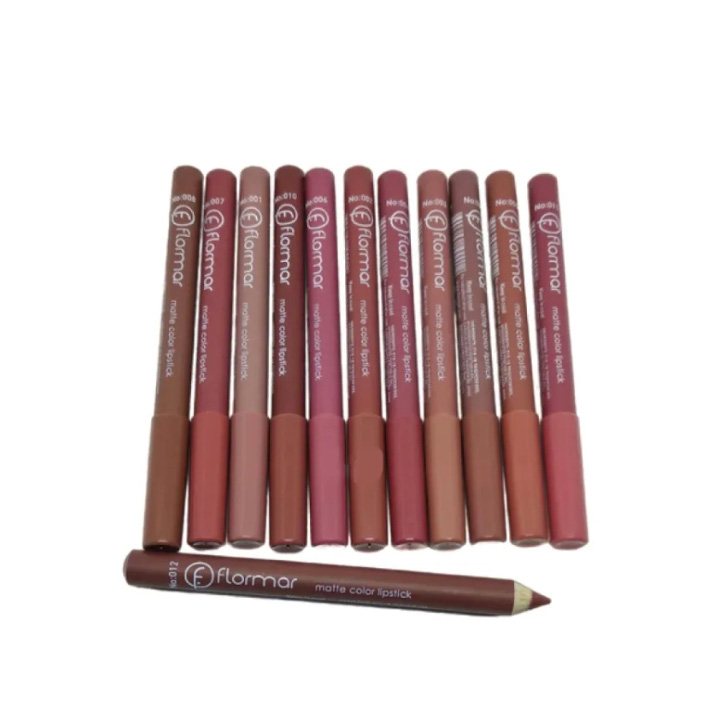 Picture of Flormar Rouge 12 Colors Wood Lip Pencil Set with Banners Cap 12pcs/ 6pcs
