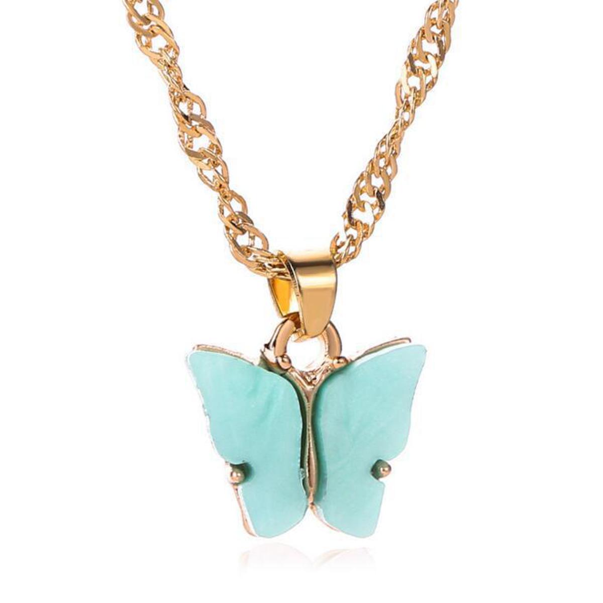 Picture of Butterfly Pearl Beads Pendant Chain Choker Necklace
