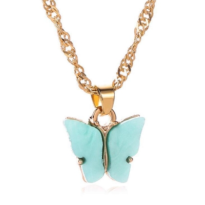Picture of Butterfly Pearl Beads Pendant Chain Choker Necklace