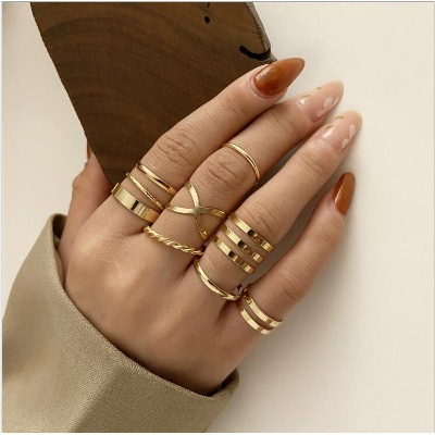 Picture of 8 Pcs/Set Finger Ring Set Women Finger Rings for women's fashion - Ring For Girls - Ring - Couple Ring