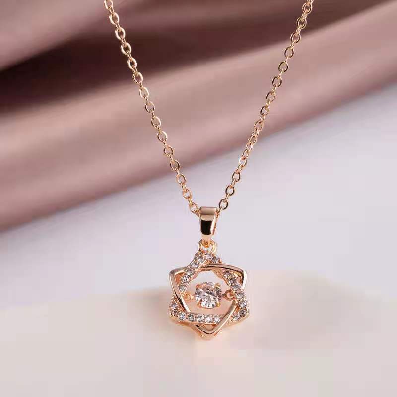 Picture of Star Point Titanium Steel Real Gold Electroplating Neckless for Women