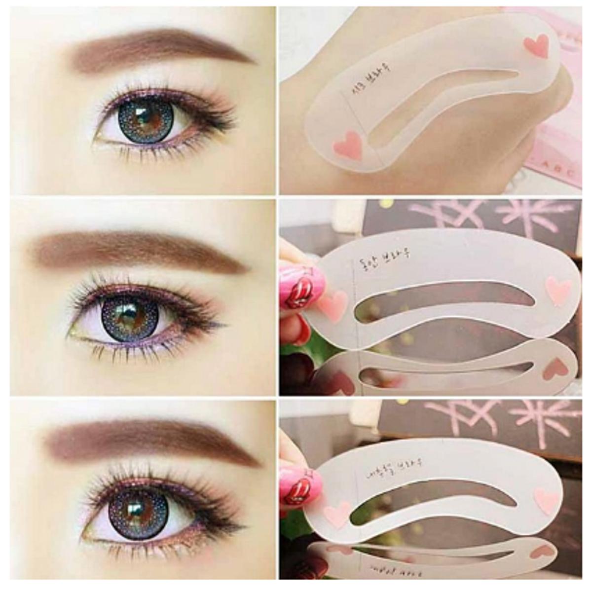 Picture of Brow Make Up Transparent Grooming Shaping Assistant Template Eyebrow Drawing Card---15-Pcs/5-Set