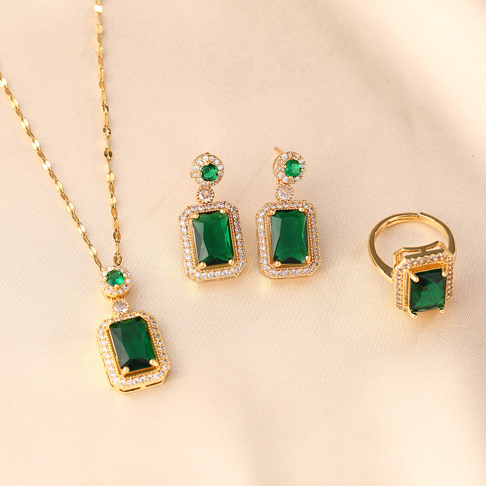 Picture of High Quality Double Stone luxury Clavicle Chain Design Neckless Set