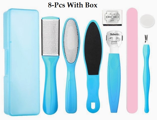 Picture of 8-Pcs/Set Stainless-Steel Dead Skin Shaved Foot  Scrubber Exfoliating Scrubber Heel With Box or Without box