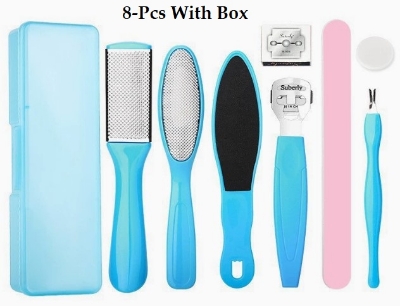 Picture of 8-Pcs/Set Stainless-Steel Dead Skin Shaved Foot  Scrubber Exfoliating Scrubber Heel With Box or Without box
