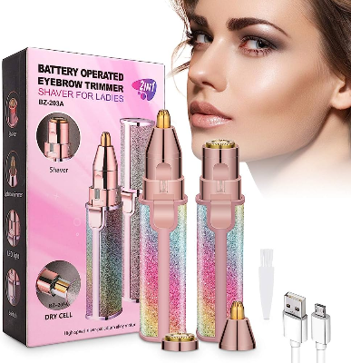Picture of 2 in 1 Eyebrow Trimmer & Face Hair Remover for Women wirh Light Rechargeable Waterproof Painless Facial Hair Removal for Lips Nose Face Body