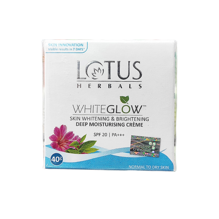 Picture of Lotus Herbals WHITE GLOW Skin Whitening & Brightening Deep moisturizing cream SPF20 - 40g (India)