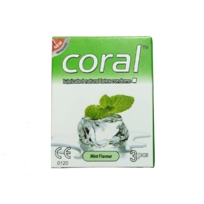 Picture of Coral - Mint Flavors Lubricated Natural Latex Condom - Single Pack - 3x1=3pcs