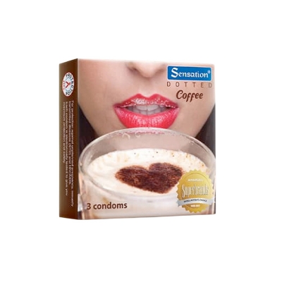 Picture of Sensation Dotted Coffee Flavor Condom | Single Pack 3pcs Condom