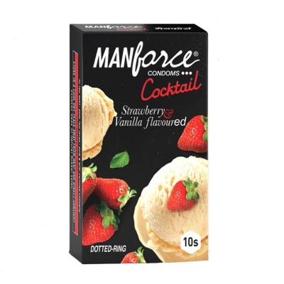 Picture of Manforce Condom for Men 10pcs Pack - Manforce 1500 Dots Litchi/ Game/ Black Grape/ Cocktail Hazenlut/ Cocktail Strawberry/ Sunny/ Strawberry/ Chocolate/ Orange/ Pineapple Flavor Condom (Made in India) - Select Variants & Order