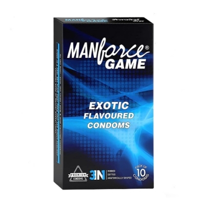 Picture of Manforce Condom for Men 10pcs Pack - Manforce 1500 Dots Litchi/ Game/ Black Grape/ Cocktail Hazenlut/ Cocktail Strawberry/ Sunny/ Strawberry/ Chocolate/ Orange/ Pineapple Flavor Condom (Made in India) - Select Variants & Order