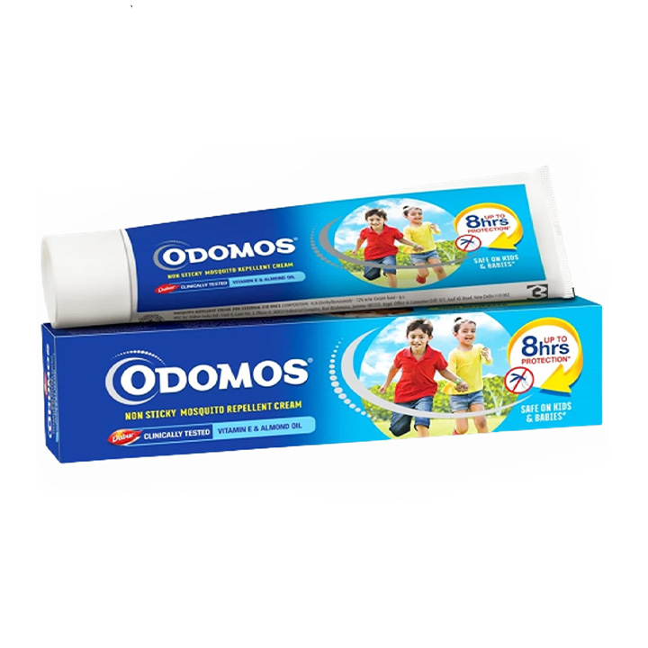 Picture of Odomos Blue 100gm Naturals Mosquito_Repellent Non-Sticky Cream with Vitamin E & Almond Oil (Made in India)