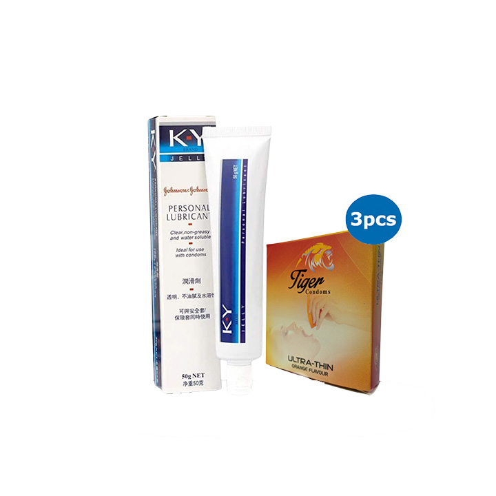 Buy Condom & Lubricant Combo Pack - Tiger Ultra Thin Condom Orange Flavor Single Pack & J&J KY Jelly Personal Lubricant 50gm Pack at Best Price In Bangladesh