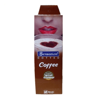 Picture of Sensation Dotted Coffee Condom For Men- Full Box - 3x12 Pack= 36pcs Condom
