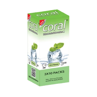 Picture of Coral - Mint Flavors Lubricated Natural Latex Condom - Full Box - 30pcs | Malaysia