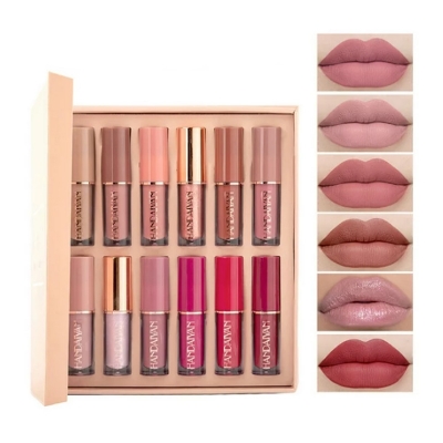 Picture of Handaiyan 12 Color Matte Liquid Lipstick Set Long-Lasting Smudge Proof 2.5ml Lip Gloss Set Matte Pearlescent Non-Sticky Lip Glaze Lipstick