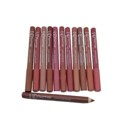 Picture of Flormar Rouge 12 Colors Wood Lip Pencil Set with Banners Cap 12pcs/ 6pcs