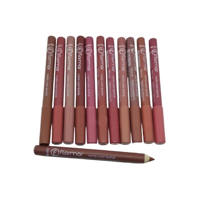 Picture of Flormar Rouge 12 Colors Wood Lip Pencil Set with Banners Cap 12pcs