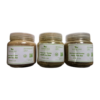 Picture of Nature Leaf Pudina Pata Gura 100gm+ Mehedi Pata Gura 100gm+ Sajne Pata Gura 100gm - Total 300gm Savings Combo Pack