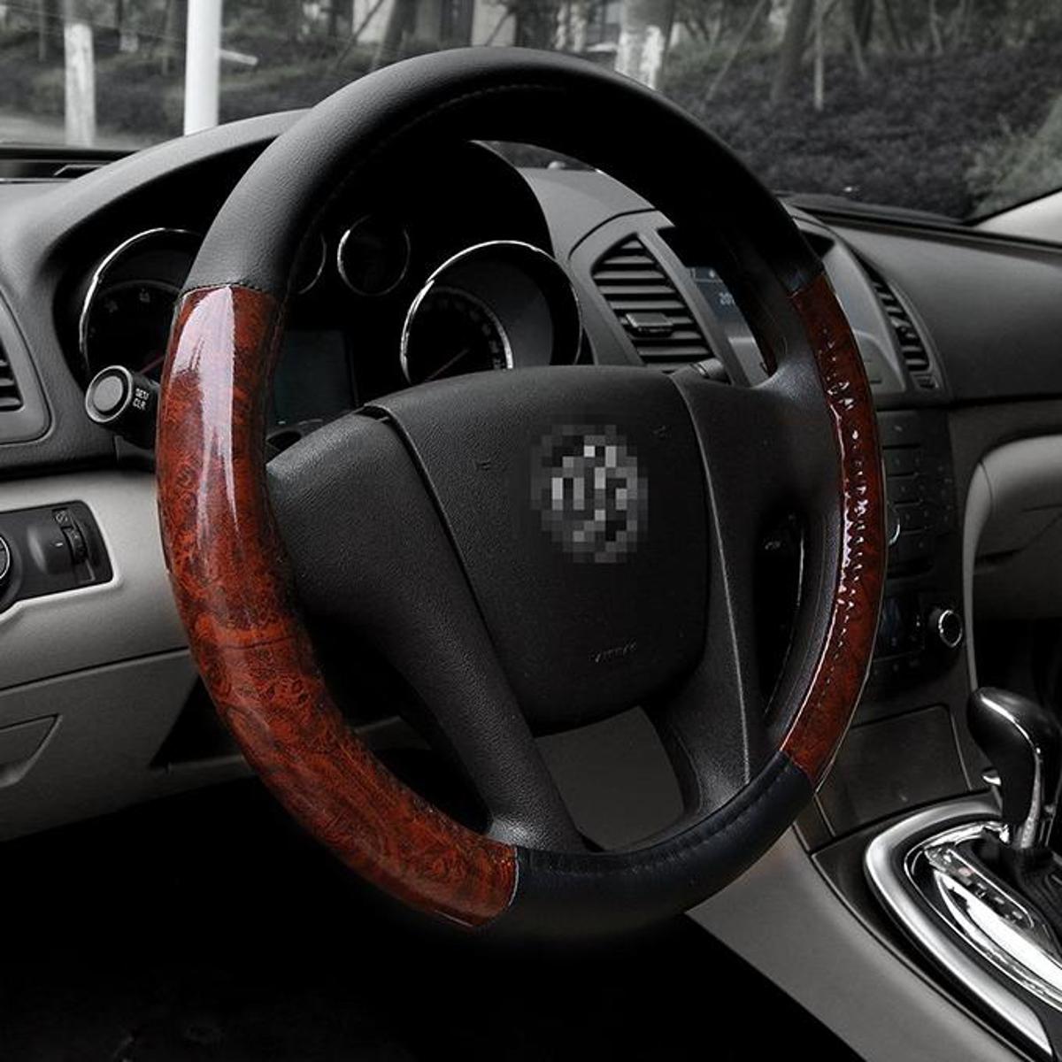 Picture of c-BETTER Steering Wheel Cover - Wood Grain and Black