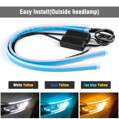 Picture of OKEEN 2x Ultrafine 30cm 45cm 60cm drl LED Flexible Tube Style Daytime Running Lights Tear Strip Car front Headlight Turn Signal