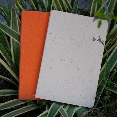 Picture of Yellowish Page Hand Made Texture Grey & Orange Cover Notebook 2-Pack