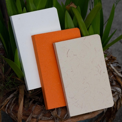 Picture of Yellowish Page Hand Made Texture Grey, Orange & Texture White Cover Notebook 3-Pack