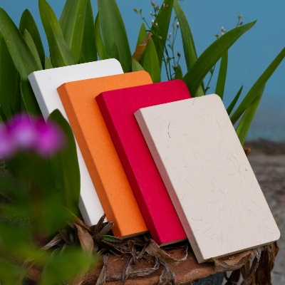 Picture of Yellowish Page Hand Made Texture Grey, Orange, Red & Texture White Cover Notebook 4-Pack