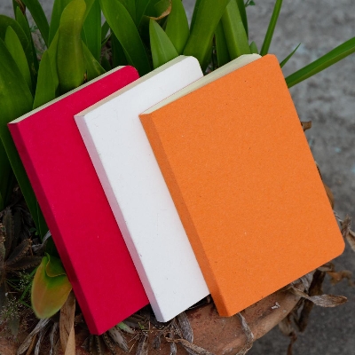 Picture of Tent Series Yellowish Page Hand Made Orange, Red & Texture White Cover Notebook 3-Pack
