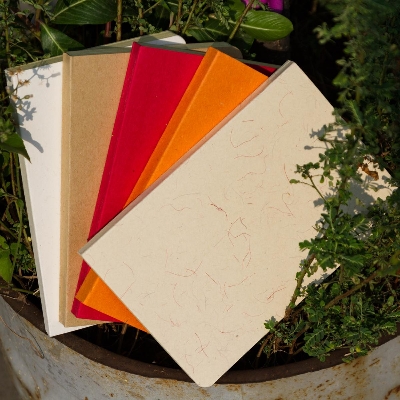 Picture of Tent Series Yellowish Page Hand Made Texture Grey, Kraft, Orange, Red & Texture White Cover Notebook 5-Pack