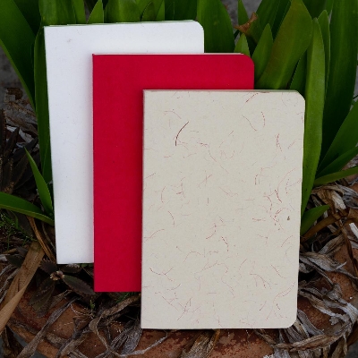 Picture of Tent Series Yellowish Page Hand Made Texture Grey, Red & Texture White Cover Notebook 3-Pack