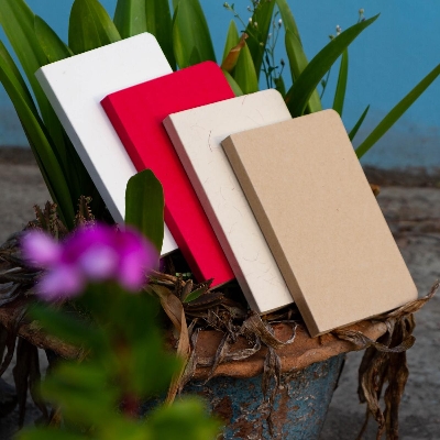 Picture of Yellowish Page Hand Made Texture Grey, Kraft, Red & Texture White Cover Notebook 4-Pack