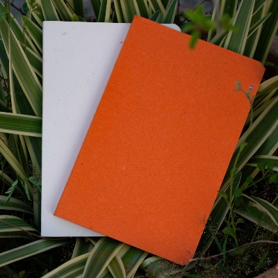Picture of Yellowish Page Hand Made Orange & Texture White Cover Notebook 2-Pack