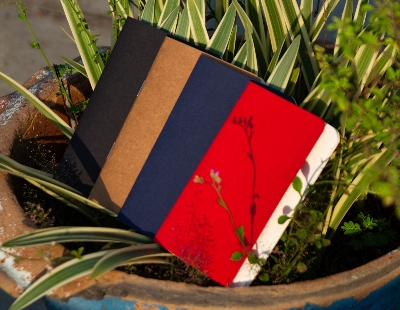 Picture of Pocket Book Black, Blue, Kraft & Red Notebook 4-Pack