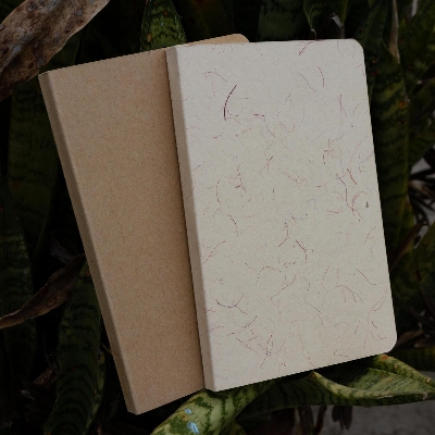 Picture of Yellowish Page Hand Made Texture Grey & Kraft Cover Notebook 2-Pack