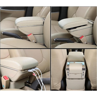 Picture of USB Universal Car Console Box With Aramrest Box Color Beige